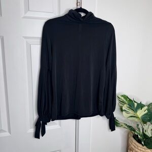 Lord & Taylor Mock Neck Long-Sleeve Top with Tie Cuffs